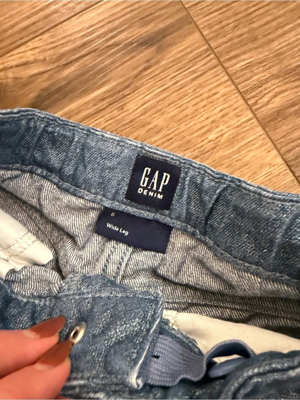 (2) Gap Kids girls Wide Leg Denim Jeans - Size 6 EUC sparkle denim light wash